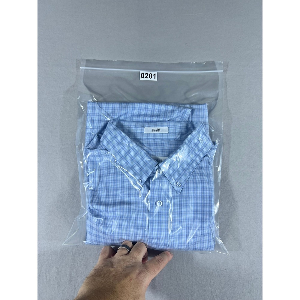 Joseph & Feiss Men's XXL Blue Check Non-Iron 100% Cotton Button Down Dress Shirt - Picture 9 of 9